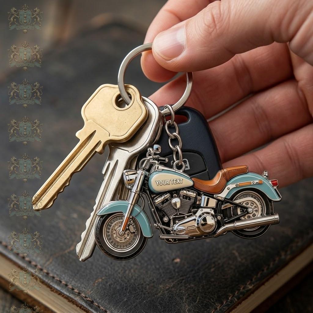 Motorcycle Custom Text Personalization Keychain