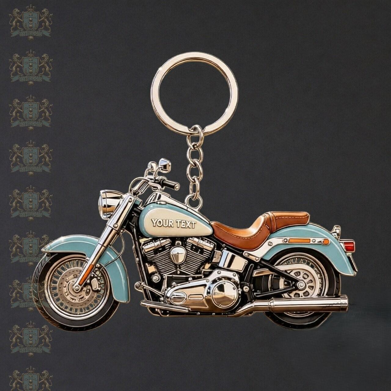 Motorcycle Custom Text Personalization Keychain - Front View