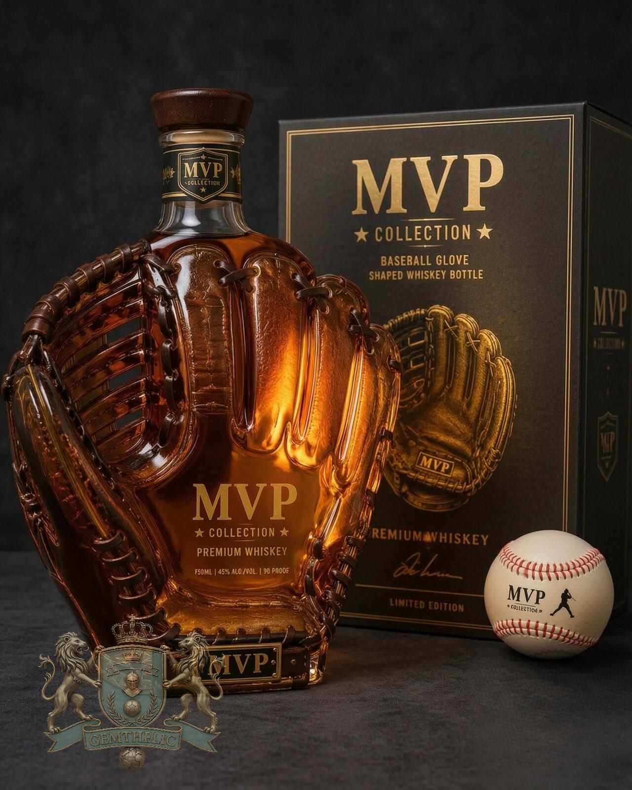 MVP Collection Baseball Glove Shaped Whiskey Bottle - Front View