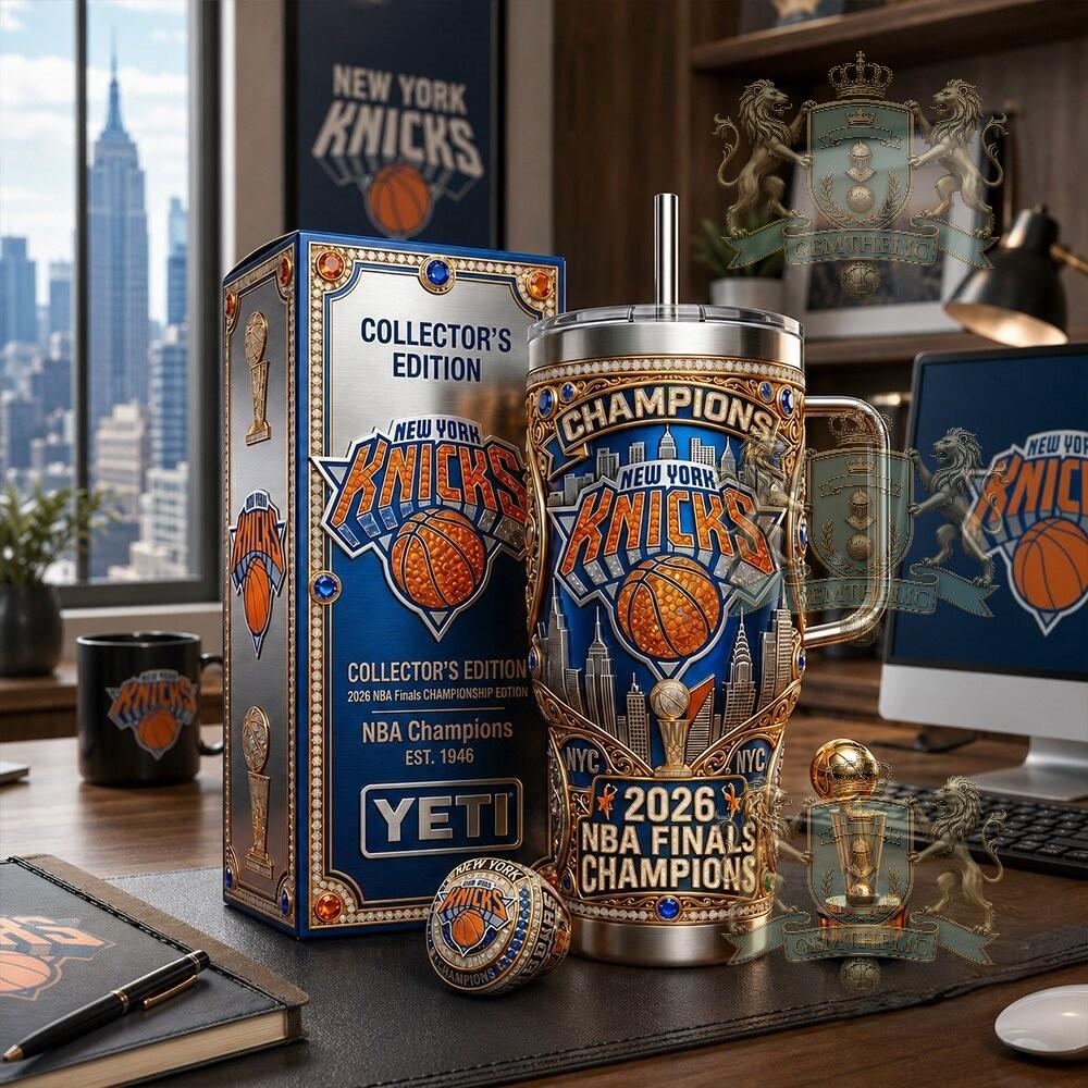 New York Knicks 2026 NBA Finals Champions Tumbler - Front View