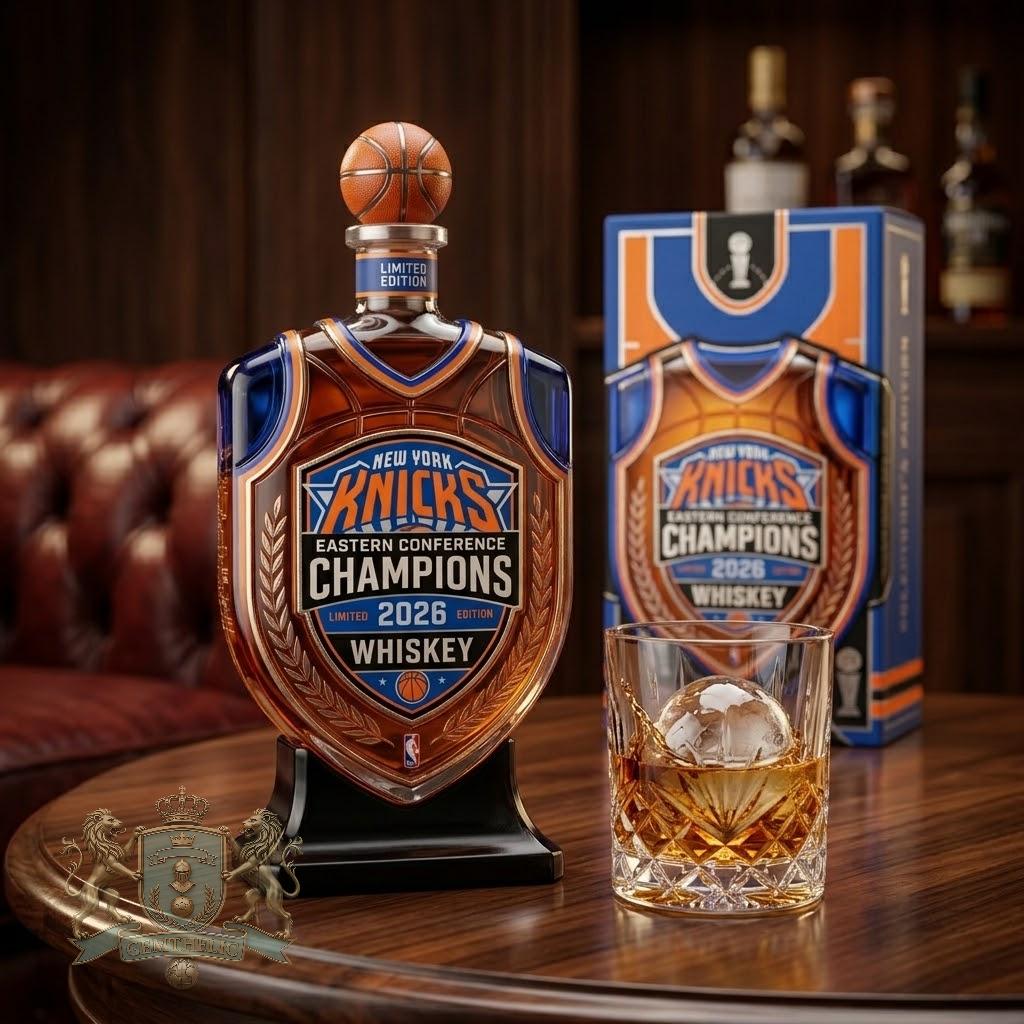 New York Knicks Eastern Conference Champions 2026 Whiskey Bottle - Front View