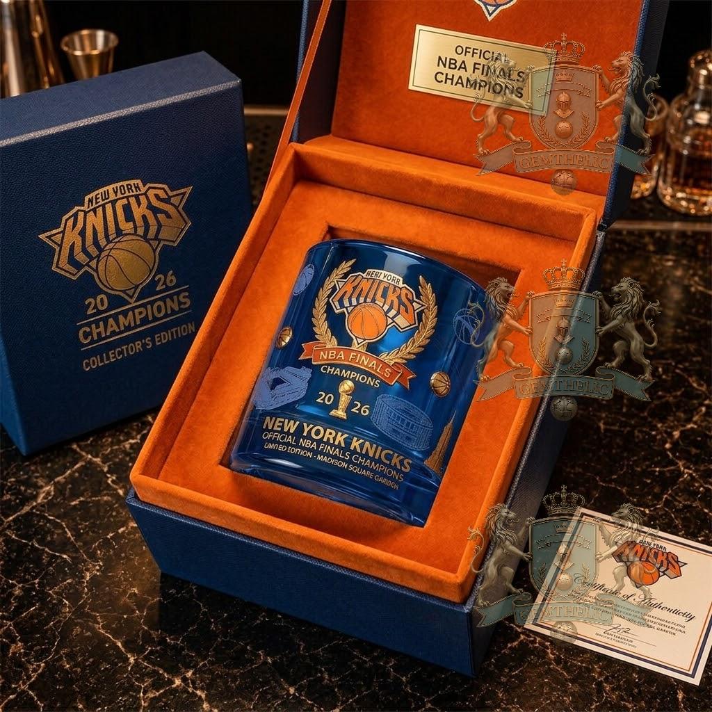 New York Knicks NBA Finals Champions 2026 Whiskey Glass - Detail View