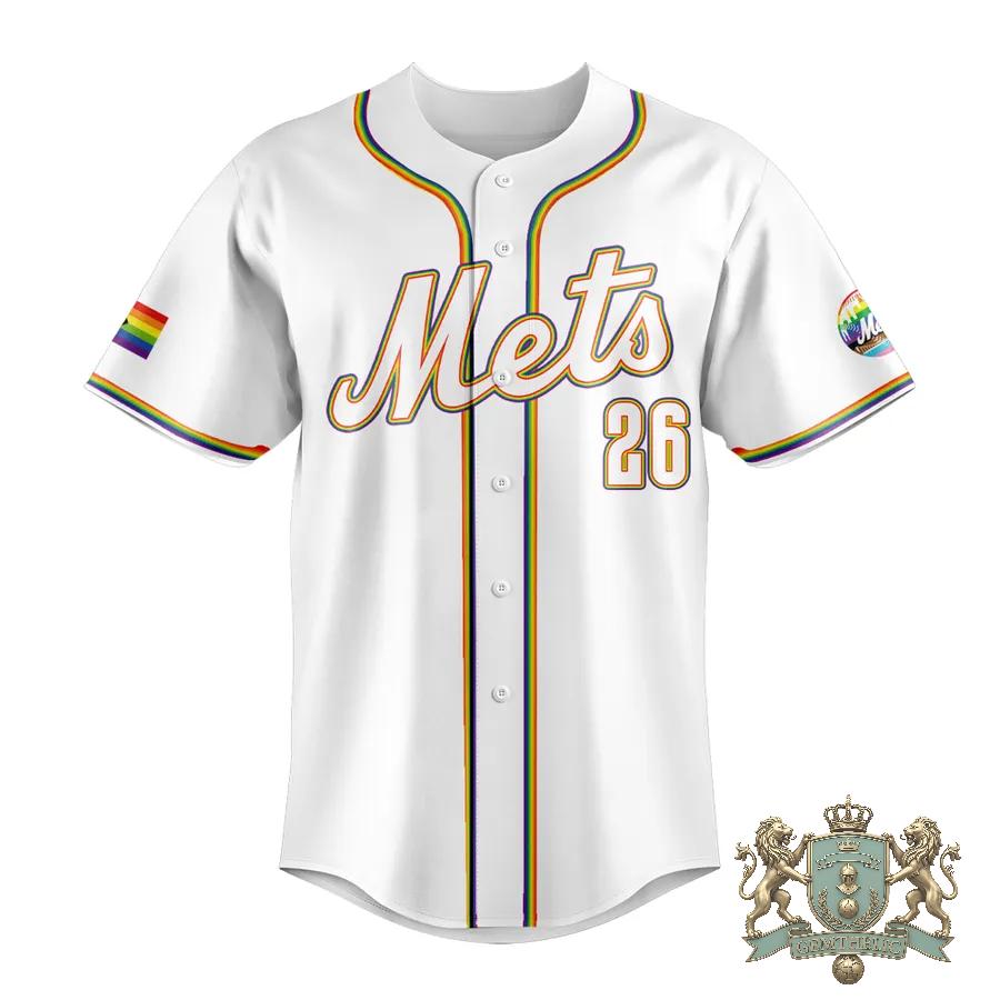 New York Mets Pride Night 2026 Baseball Jersey - Detail View