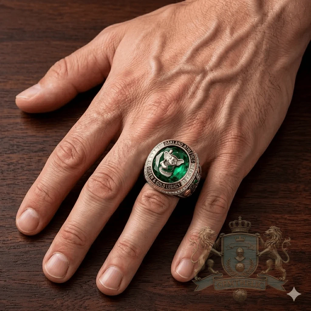 Oakland Athletics White Elephant Green & Gold Legacy Collector Trophy Ring
