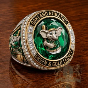 Oakland Athletics White Elephant Green & Gold Legacy Collector Trophy Ring