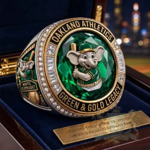 Oakland Athletics White Elephant Green & Gold Legacy Collector Trophy Ring
