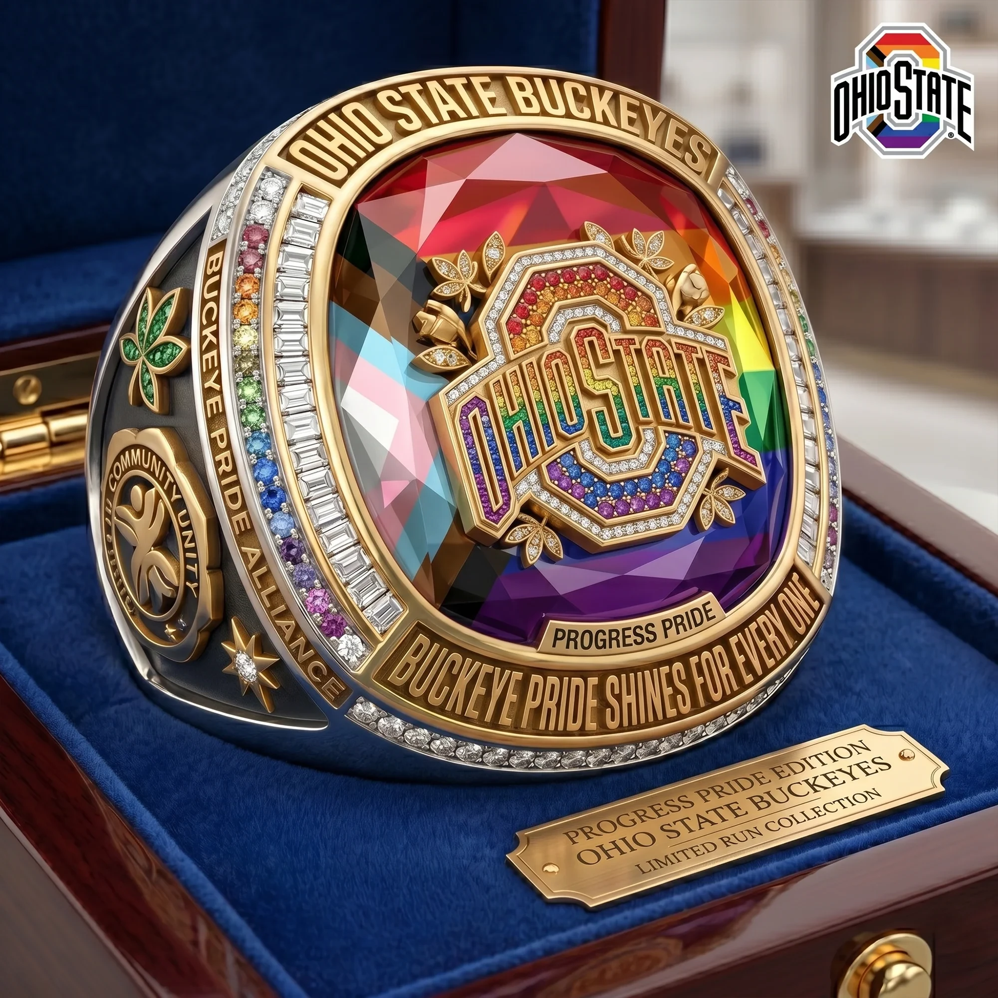 Ohio State Buckeyes Progress Pride Commemorative Ring - Front View