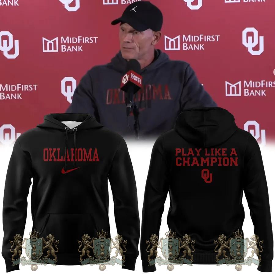 Oklahoma Sooners Play Like a Champion Hoodie - Front View