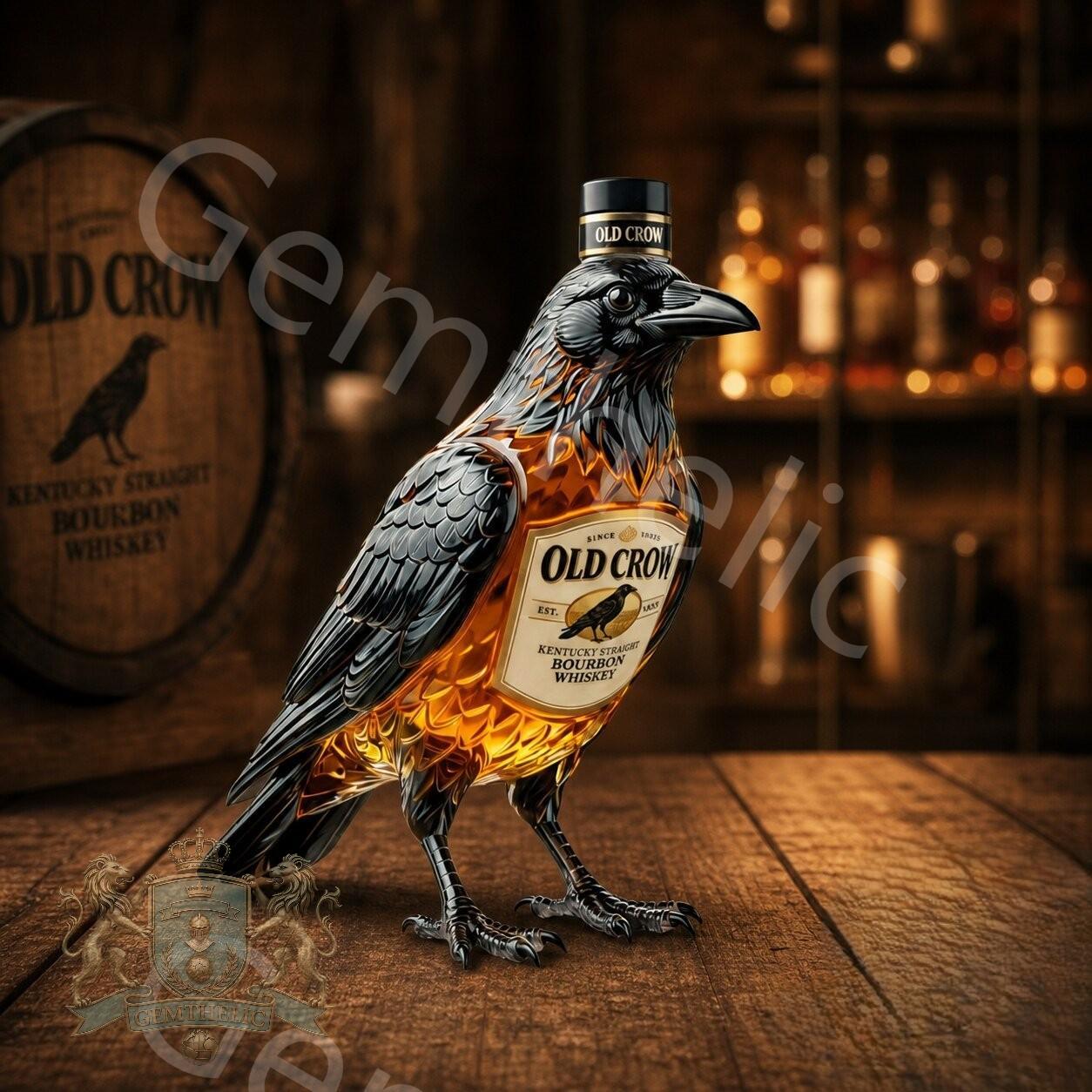 Old Crow Crow Shaped Kentucky Straight Whiske Bottle - Front View