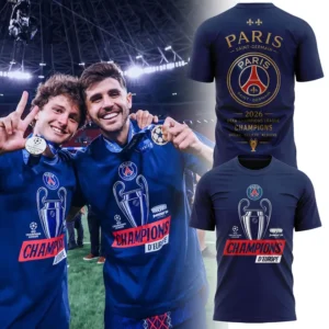 Paris Saint-Germain 2026 UEFA Champions League Champions Budapest Final T-Shirt