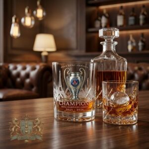 Paris Saint-Germain Back-to-Back UEFA Champions League Whiskey Glass