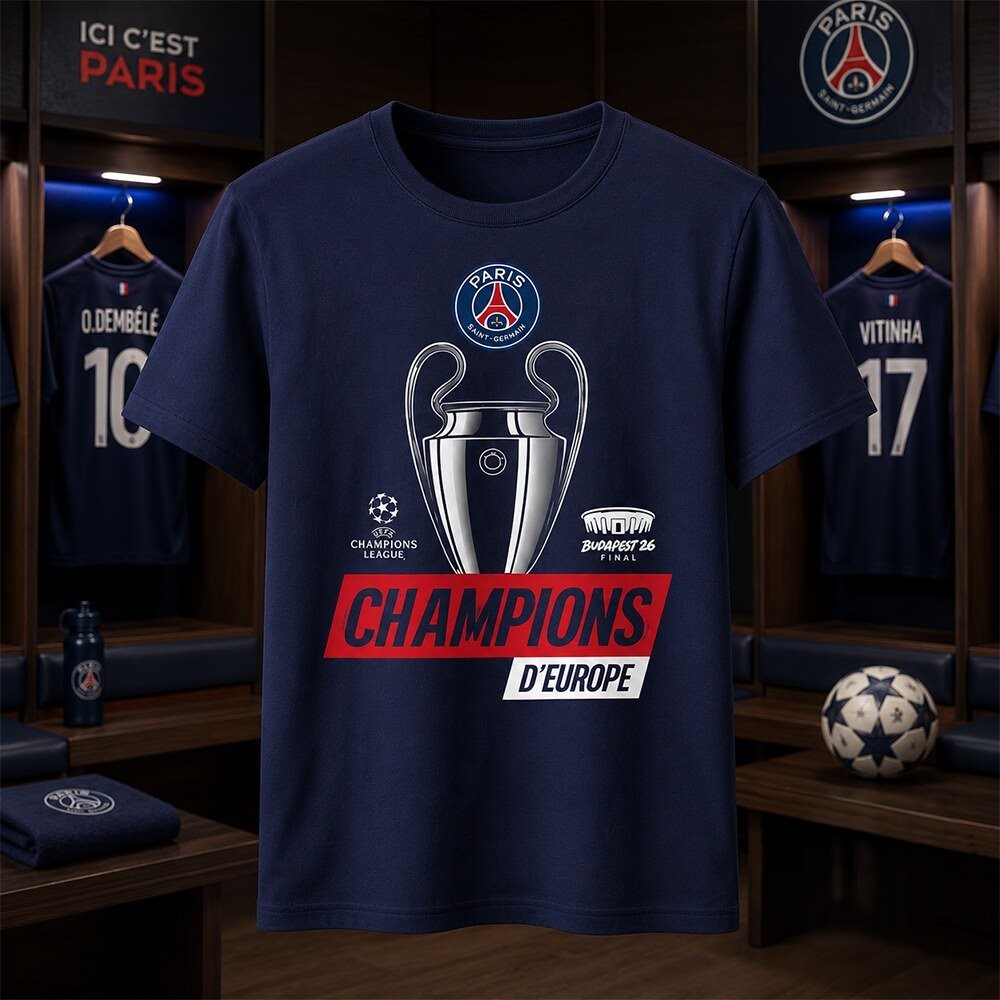 Paris Saint-Germain Champions League Budapest 26 Final T-Shirt - Front View
