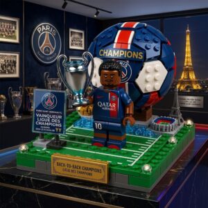Paris Saint-Germain FC Champions League Back-to-Back Wins 2024-25 & 2025-26 Building Bricks Set