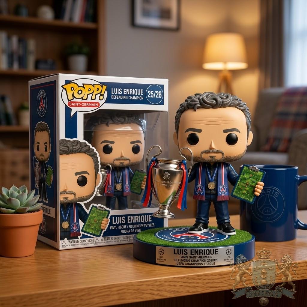 Paris Saint Germain Luis Enrique Defending Champion 2025/26 Champions Funko Pop Figure - Detail View