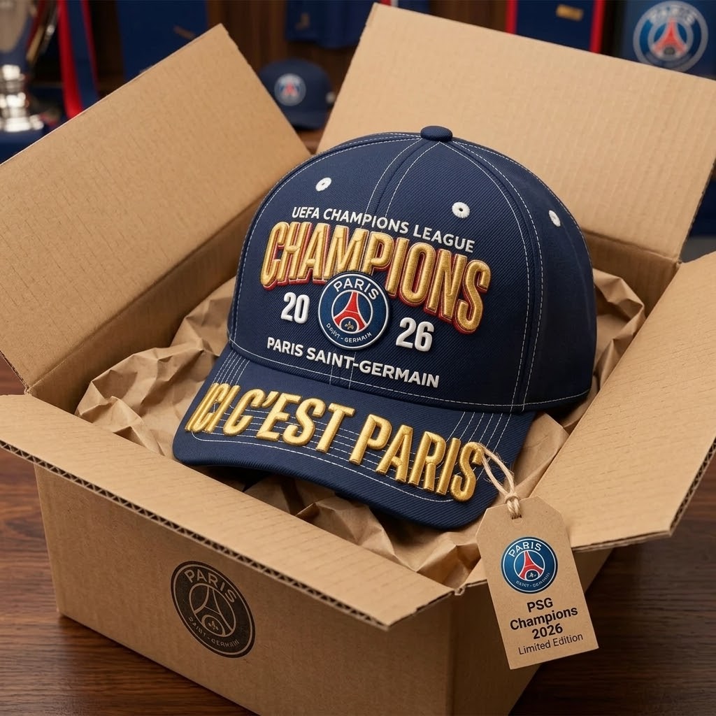 Paris Saint-Germain UEFA Champions League 2026 Champions Baseball Cap - Detail View
