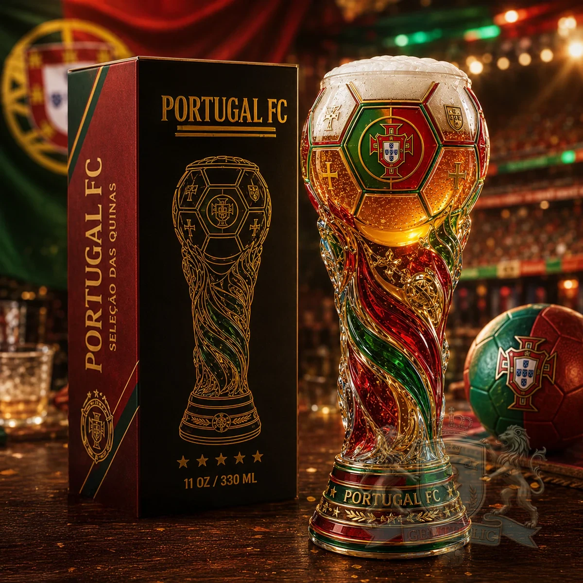 Portugal FC Football World Cup Trophy Beer Glass