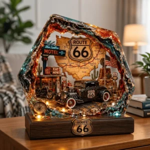 Route 66 Vintage American Road Trip Map Car Decor Lamp