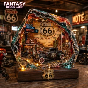Route 66 Vintage American Road Trip Map Car Decor Lamp