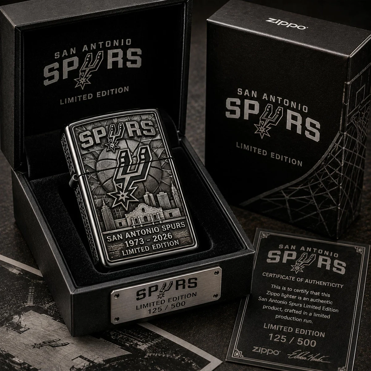 San Antonio Spurs 1973 - 2026 Zippo Lighter - Front View