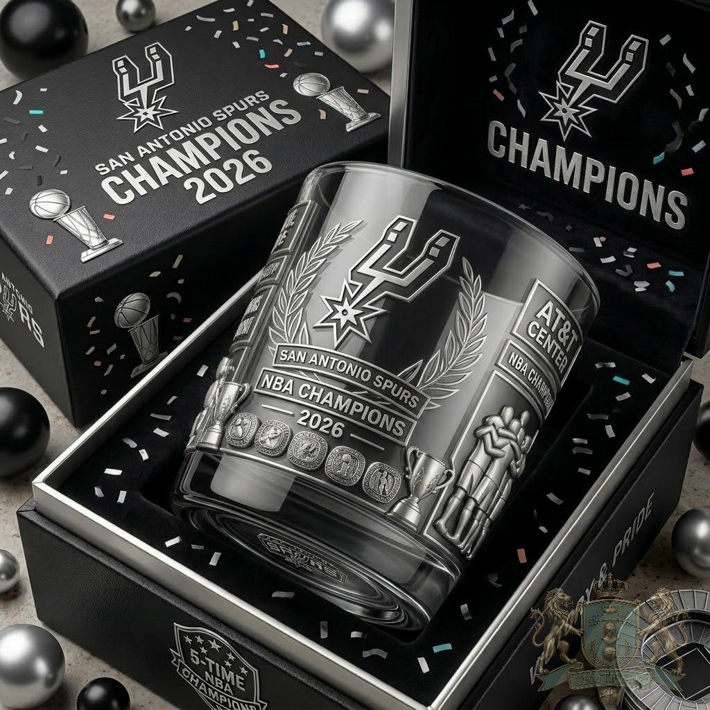 San Antonio Spurs Champions 2026 Whiskey Glass - Front View