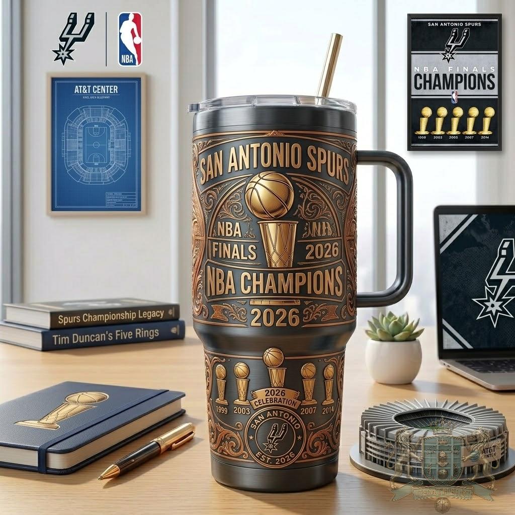 San Antonio Spurs NBA Champions 2026 Tumbler - Front View