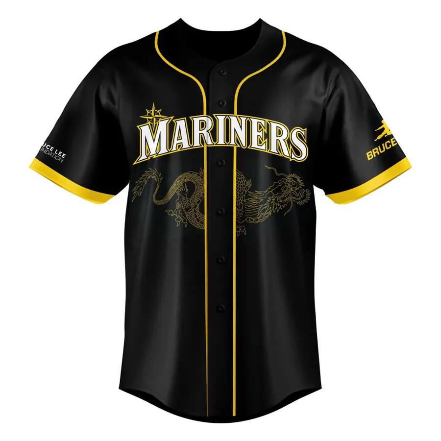 Seattle Mariners Bruce Lee Foundation Collaboration Baseball Jersey - Detail View