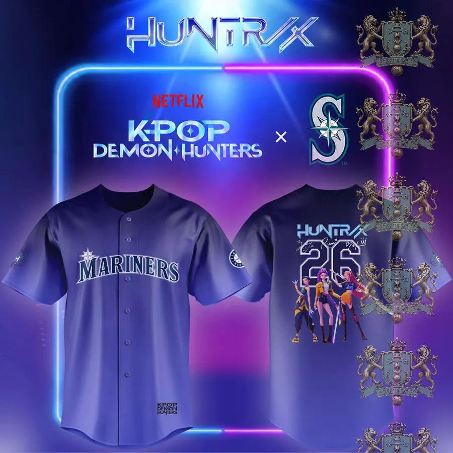 Seattle Mariners Netflix K-POP Demon Hunters Baseball Jersey - Front View