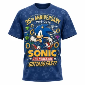 Sonic the Hedgehog 35th Anniversary 1991-2026 Sonic Legacy 35 Years Of Speed Gotta Go Fast! T-Shirt