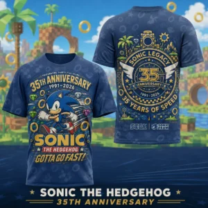 Sonic the Hedgehog 35th Anniversary 1991-2026 Sonic Legacy 35 Years Of Speed Gotta Go Fast! T-Shirt