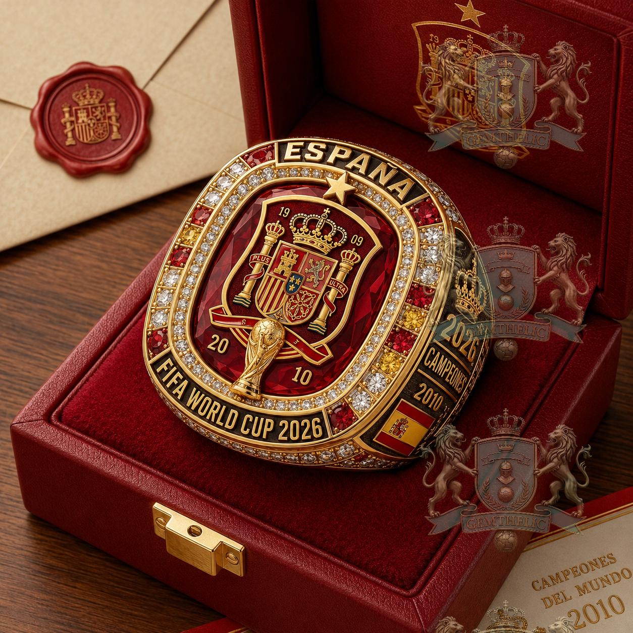 Spain National Football Team FIFA World Cup 2026 Commemorative 2010 Champions Ring - Front View