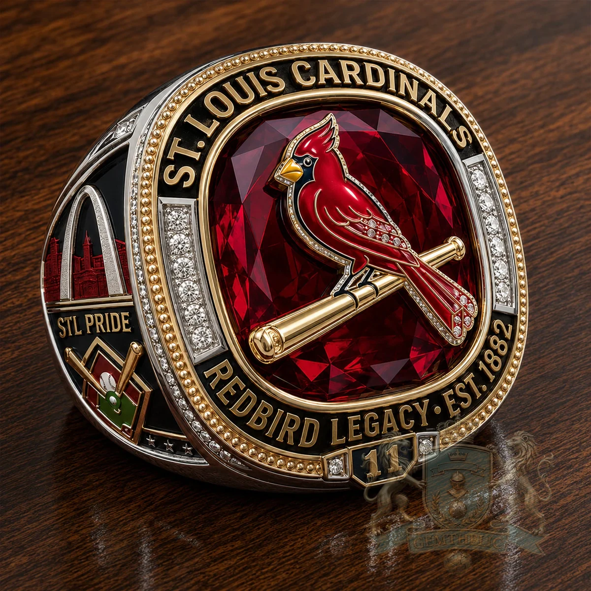 St. Louis Cardinals 11 World Series Redbird Legacy EST. 1882 Championship Ring