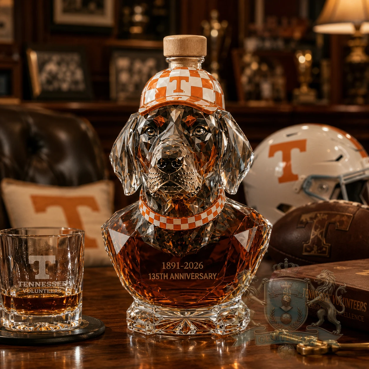 Tennessee Volunteers 135th Anniversary 2026 Dog Whiskey Collector's Decanter - Detail View