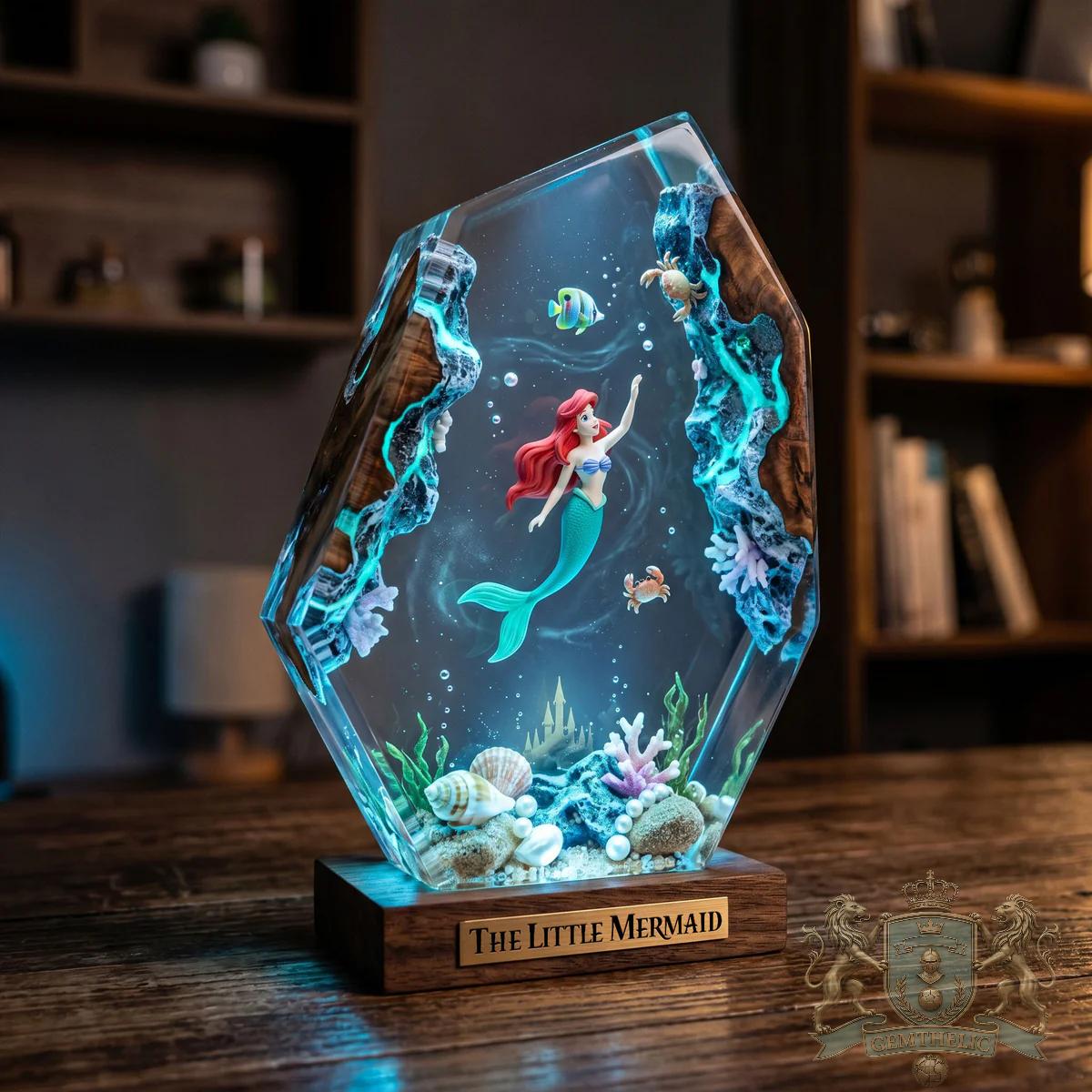 The Little Mermaid Ariel Underwater Scene Resin Diorama Lamp