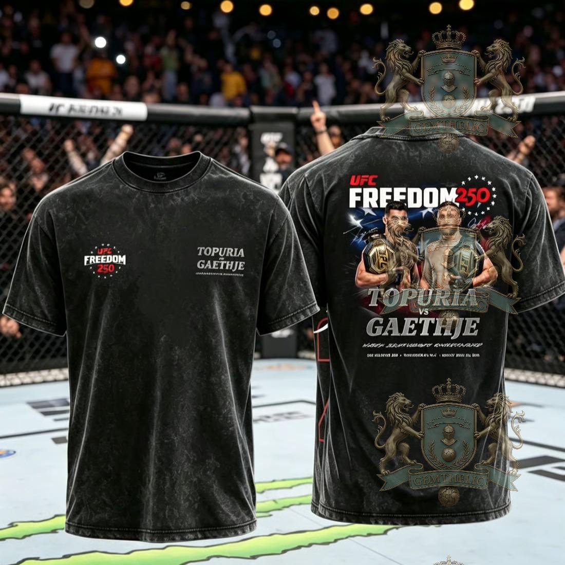UFC Freedom 250 Topuria Gaethje Undisputed Championship T-Shirt - Front View