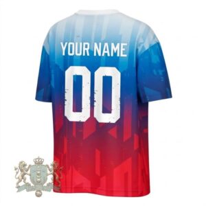 United States National World Cup 2026 Player Name Number Red White Blue Gradient Design Soccer Jersey