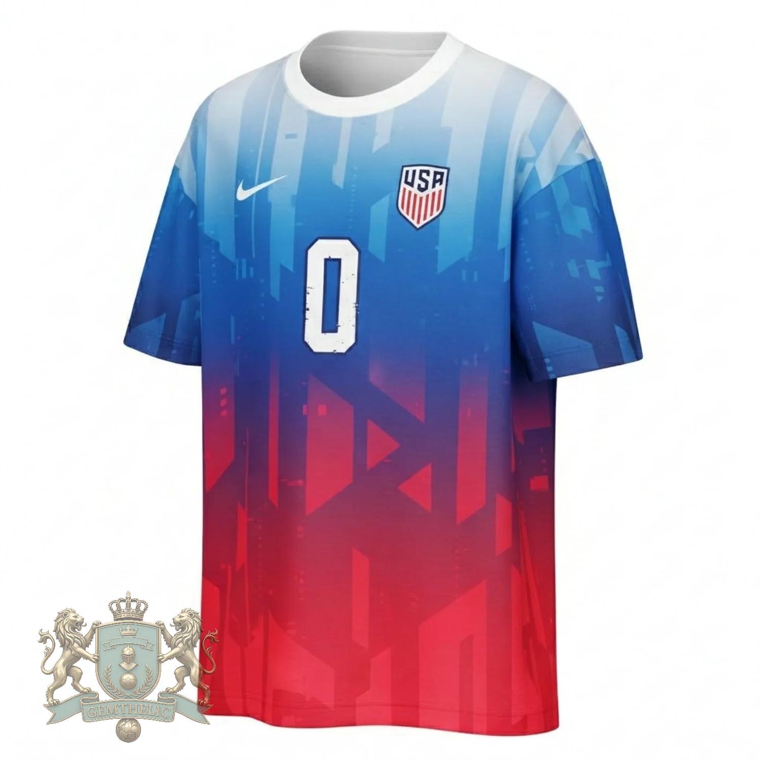 United States National World Cup 2026 Player Name Number Red White Blue Gradient Design Soccer Jersey