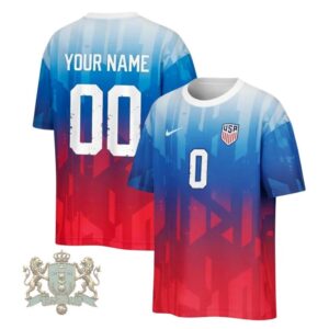 United States National World Cup 2026 Player Name Number Red White Blue Gradient Design Soccer Jersey