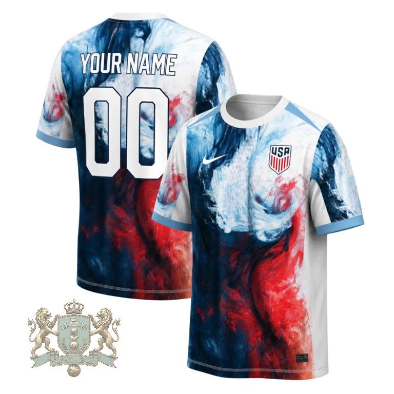 United States World Cup 2026 Abstract Red Blue Swirl Design Jersey