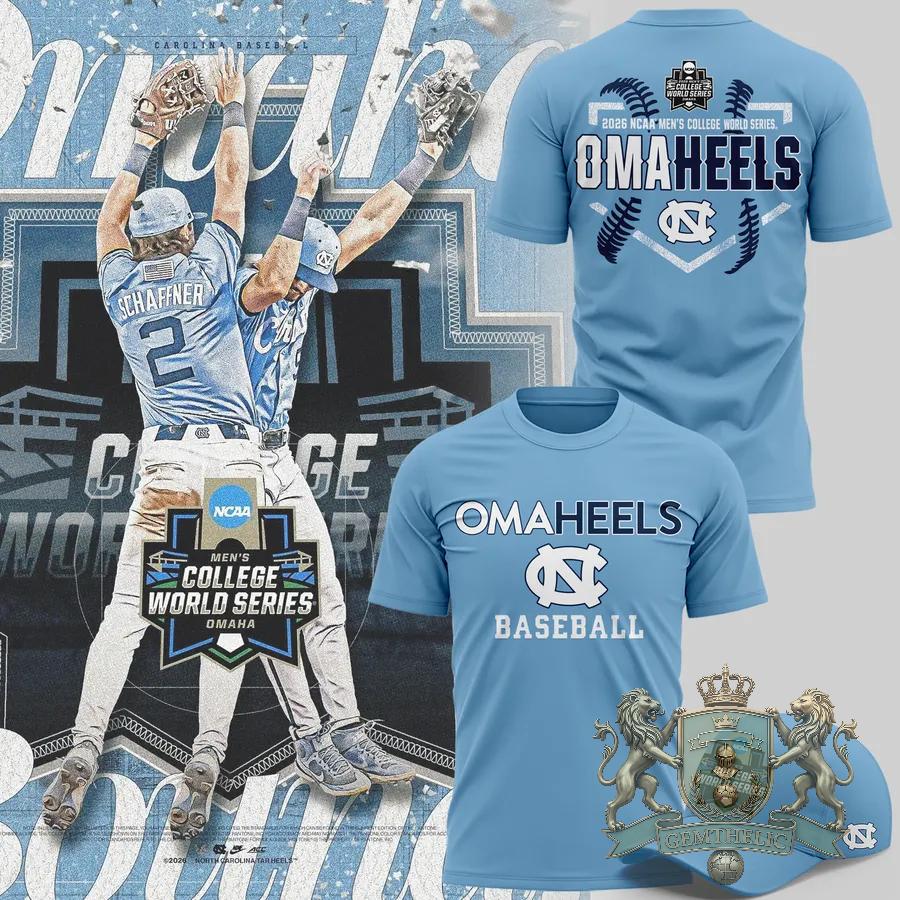 University of North Carolina Tar Heels Baseball 2026 NCAA Omaheels T-Shirt