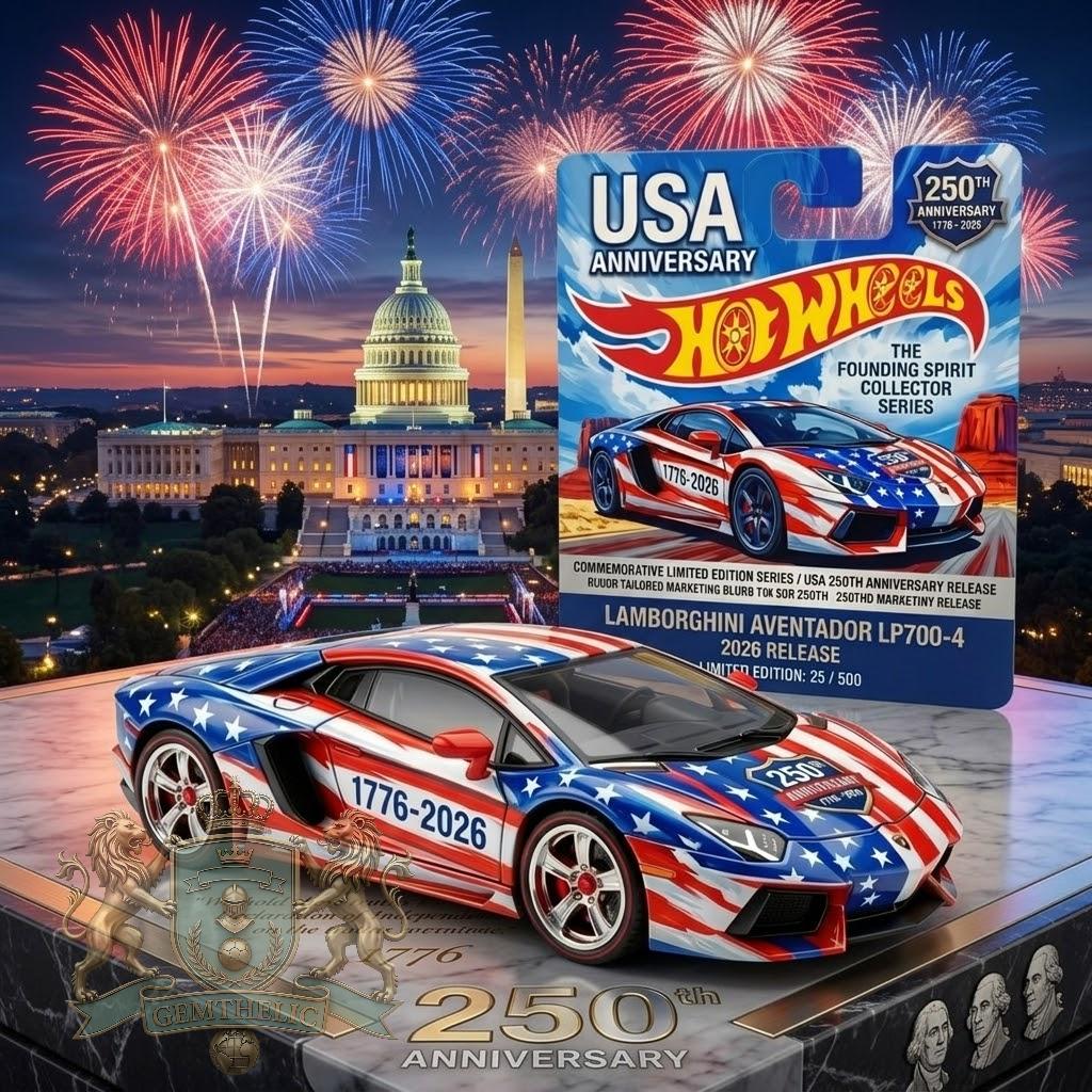 USA 250th Anniversary Hot Wheels Lamborghini Aventador LP700-4 Die-cast Car - Front View