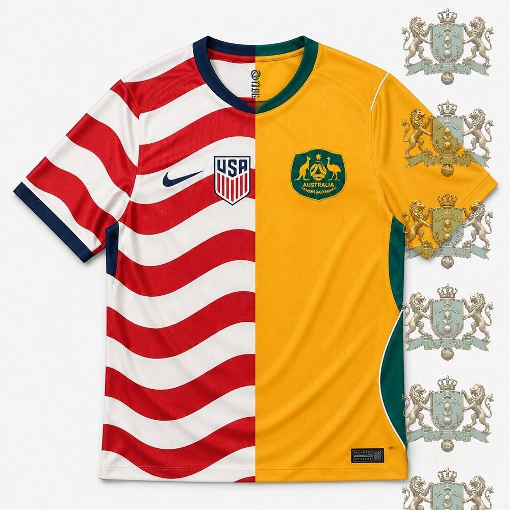 USA and Australia National Soccer Teams Combined National Soccer Jersey