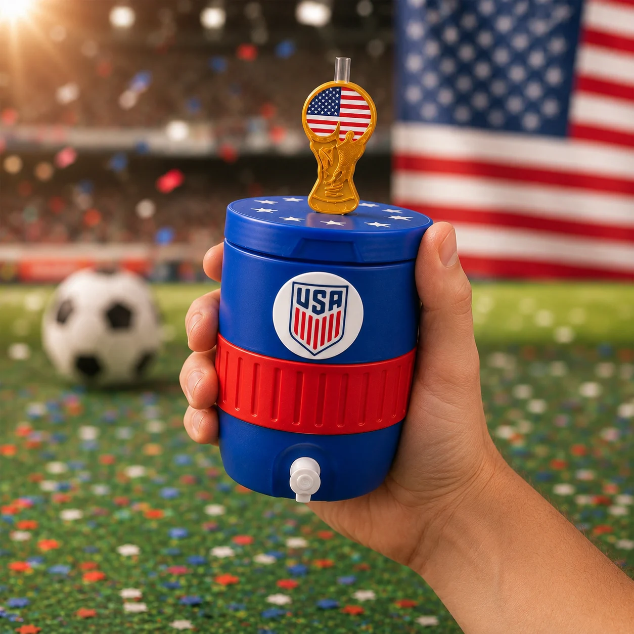 USA Soccer Shield Logo World Cup American Flag Tumbler
