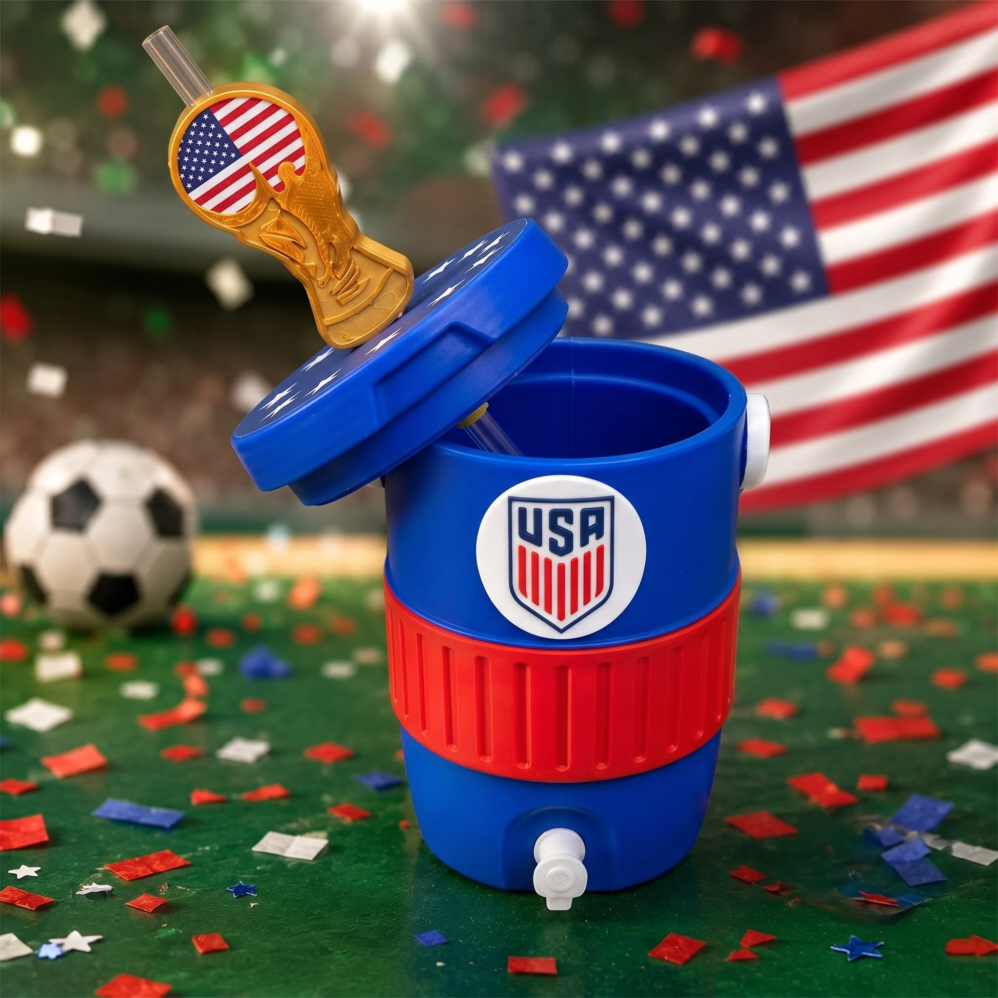 USA Soccer Shield Logo World Cup American Flag Tumbler
