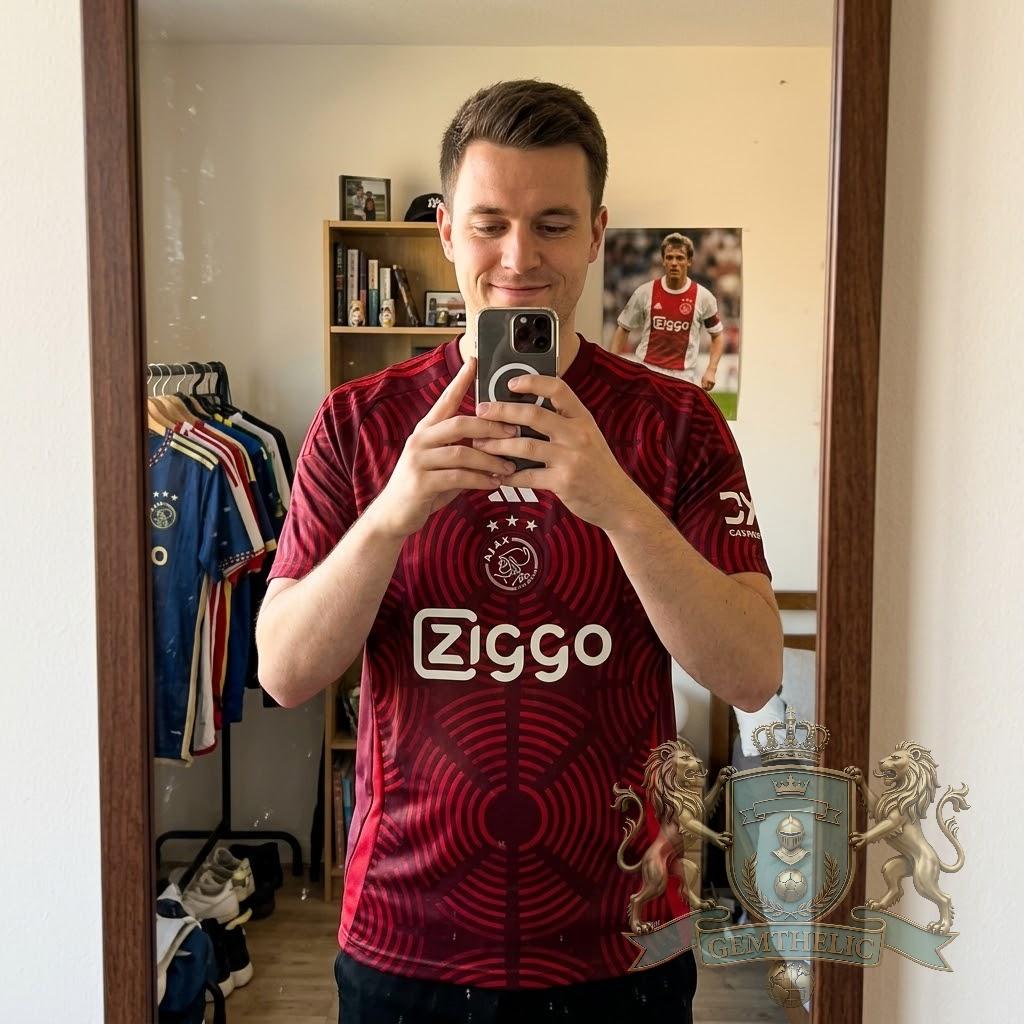 Ajax Dark Red Runic Circle Pattern Jersey