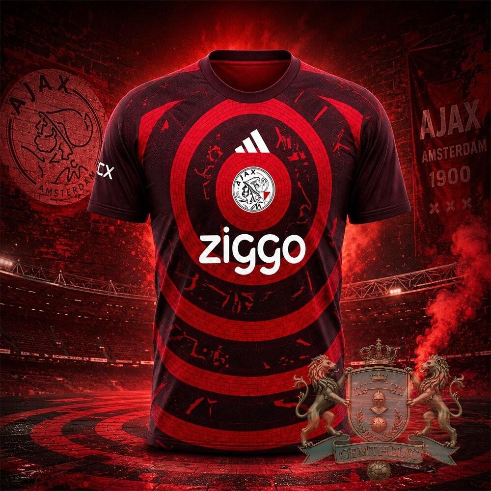 Ajax Dark Red Runic Circle Pattern Jersey - Front View