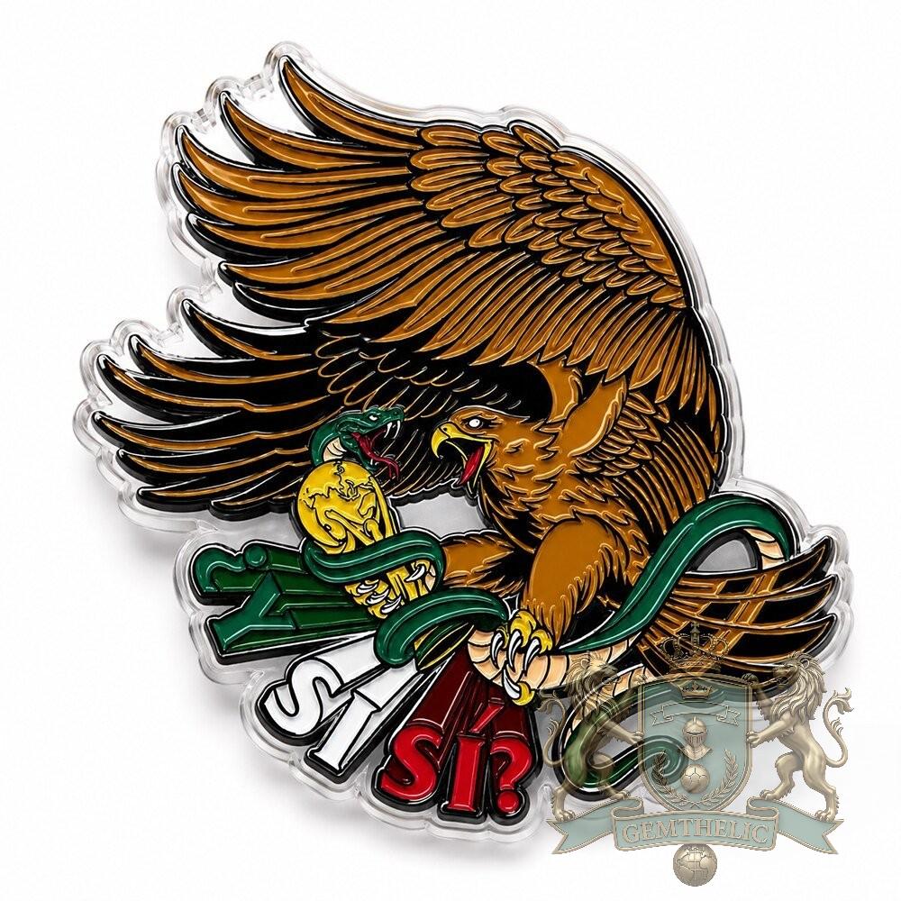 Mexico Mexican Coat of Arms Sí? Acrylic Pin - Detail View