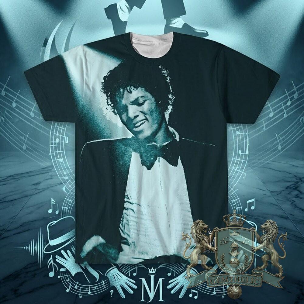 Michael Jackson Classic Portrait Music Notes T-Shirt - Front View