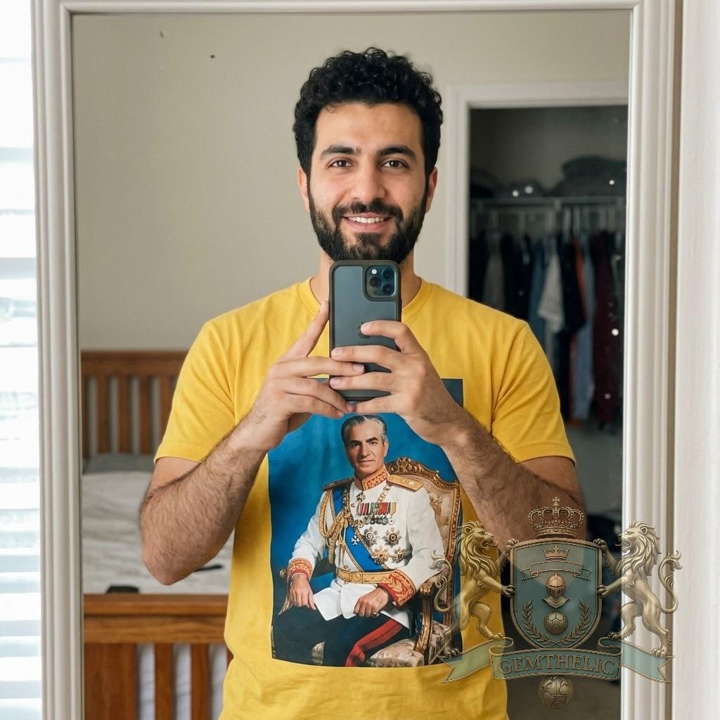 Mohammad Reza Pahlavi Portrait T-Shirt - Detail View