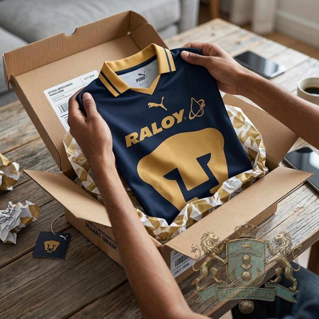Pumas UNAM Raloy Mife Navy Away Kit Soccer Jersey - Detail View
