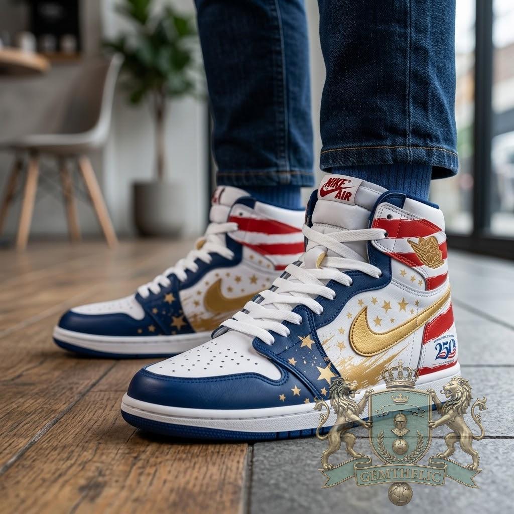 America 250th Anniversary Stars Stripes High-Top Sneakers - Detail View